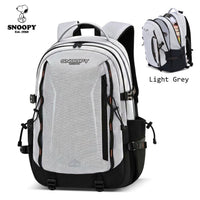 Snoopy Casual Backpack – Light Grey Checked, Water Resistant, 15.6" Laptop Compartment