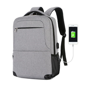 Work Pro 15.6″ Gray Laptop Travel Backpack – USB/ AUX Port & Trolley Strap