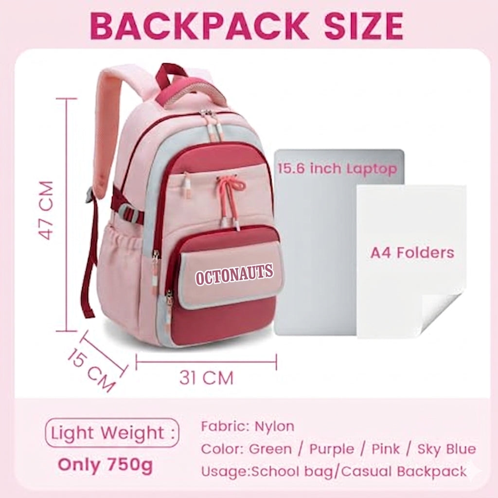 backpack size for 15 inch laptop Octanauts Zenvy Cute Waterproof Large Capacity School Backpack for Gir – Bag  City